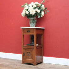 Load image into Gallery viewer, x SOLD Antique French Bedside Table, Lamp or Side Table, Marble Top and Brass Handles B10915