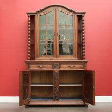 Load image into Gallery viewer, x SOLD Antique French Oak China Cabinet, 2 Height Bookcase with Turned Columns Buffet. B10214