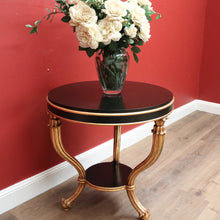 Load image into Gallery viewer, x SOLD Vintage Italian Two-tier Side Table with Tri-leg Base, Black Ebonised Lamp Table B11249