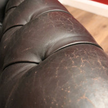 Load image into Gallery viewer, x SOLD Vintage Button Back Armchair Arm Chair, Black Leather Button Back and Arms Chair B11007