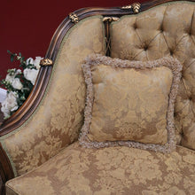 Load image into Gallery viewer, x SOLD Vintage Italian Three Seat Lounge, Button Back Walnut and Fabric Lounge, Cushion B11050