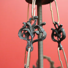 Load image into Gallery viewer, x SOLD Vintage French Chandelier of Basket Form, Brass, Glass and Beads Light Shade. 10379