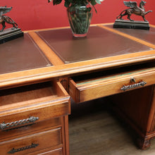 Load image into Gallery viewer, x SOLD Vintage Australian Office Desk, Walnut and Gilt Tooled Leather Eight Drawer Desk. B11168