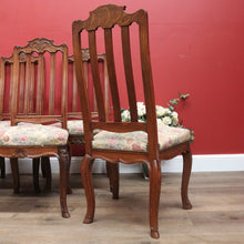Load image into Gallery viewer, x SOLD Set of 6 Antique French Dining Chairs, 6 Kitchen Chairs, Tapestry Seat Chairs B11023