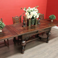 Load image into Gallery viewer, x SOLD Antique French Table, French Oak 2 Leaf Extension Dining Kitchen Table Stretcher B10449