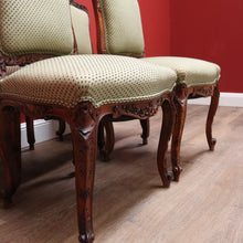 Load image into Gallery viewer, x SOLD Set of 4 Antique Chairs, Antique French Dining or Kitchen Chairs. Olive Fabric B11163