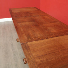 Load image into Gallery viewer, x SOLD Antique French Dining Table, Antique Oak Twin Pedestal 2 Draw Leaf Kitchen Table. B10524