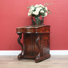 Load image into Gallery viewer, Antique English Davenport Leather Top Desk, Writing Desk, Storage Locks and Keys B11003