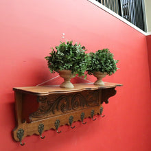 Load image into Gallery viewer, x SOLD Vintage French Oak and Brass Hook Coat Rack, Hat Scarf Rack with Plate Rack 1 of 2 B10305