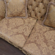 Load image into Gallery viewer, x SOLD Vintage Italian Three Seat Lounge, Button Back Walnut and Fabric Lounge, Cushion B11050