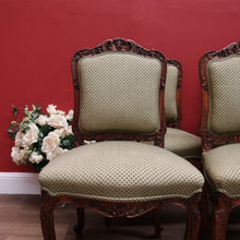 Load image into Gallery viewer, x SOLD Set of 4 Antique Chairs, Antique French Dining or Kitchen Chairs. Olive Fabric B11163