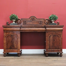 Load image into Gallery viewer, x SOLD Antique English Mahogany Sideboard Antique Inverted Twin Pedestal Sideboard B10984