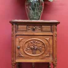 Load image into Gallery viewer, x SOLD Antique Bedside Cabinet, French Walnut and Marble Top Bedside, Lamp Hall Table B10831