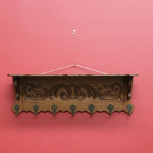 Load image into Gallery viewer, x SOLD Vintage French Oak and Brass Hook Coat Rack, Hat Scarf Rack with Plate Rack 1 of 2 B10305