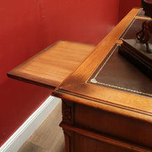Load image into Gallery viewer, x SOLD Vintage Australian Office Desk, Walnut and Gilt Tooled Leather Eight Drawer Desk. B11168