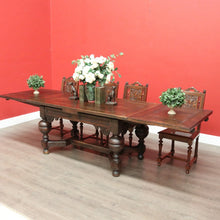 Load image into Gallery viewer, x SOLD Antique French Table, French Oak 2 Leaf Extension Dining Kitchen Table Stretcher B10449