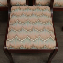 Load image into Gallery viewer, x SOLD Set of 6 Dining Chairs, Kitchen Chairs with Brass Inlay and Carved Back Rails. B9793
