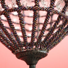 Load image into Gallery viewer, x SOLD Vintage French Basket Chandelier, Brass, Glass and Beads, Ceiling Light Shade. B10380