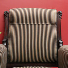Load image into Gallery viewer, x SOLD Antique English Grandfather Chair, Walnut and Fabric Grandfather Armchair Seat B10989