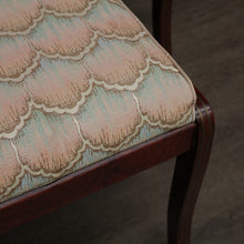 Load image into Gallery viewer, x SOLD Set of 6 Dining Chairs, Kitchen Chairs with Brass Inlay and Carved Back Rails. B9793