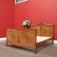 Load image into Gallery viewer, x SOLD Double Bed, Antique French Oak and Gilt Brass Bed, Tunbridge Ware, Slats incl. B10466
