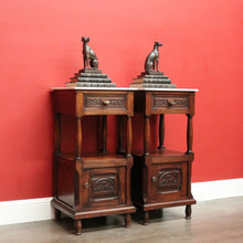 Load image into Gallery viewer, x SOLD Pair of French Bedside Tables, Antique French Oak and Marble Lamp Table Bedsides B10150
