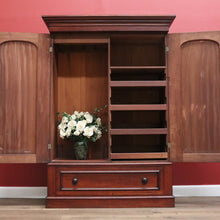 Load image into Gallery viewer, x SOLD Antique Australian Cedar Gentleman's Press, 2 Door Wardrobe Blanket Box Base B10741