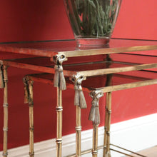 Load image into Gallery viewer, x SOLD Nesting Tables, Set of Three Vintage Italian Brass and Glass Faux Bamboo Tables B11236