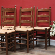 Load image into Gallery viewer, x SOLD Set of Six Antique French Dining Chairs, or Six Kitchen Chairs with Rush Seats B10945