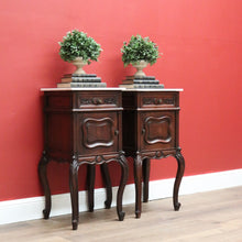 Load image into Gallery viewer, x SOLD Pair of Antique French Lamp Tables Bedside Cabinet with White Marble Top B10556