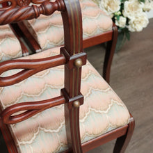 Load image into Gallery viewer, x SOLD Set of 6 Dining Chairs, Kitchen Chairs with Brass Inlay and Carved Back Rails. B9793