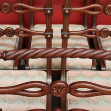 Load image into Gallery viewer, x SOLD Set of 6 Dining Chairs, Kitchen Chairs with Brass Inlay and Carved Back Rails. B9793