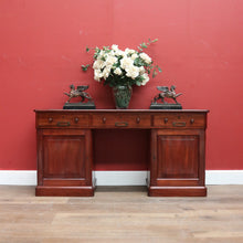 Load image into Gallery viewer, Antique Australian Twin Pedestal Hall Table, Desk, Sofa Table with Leather Top B11154