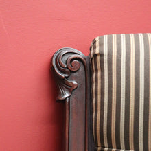 Load image into Gallery viewer, x SOLD Antique English Grandfather Chair, Walnut and Fabric Grandfather Armchair Seat B10989