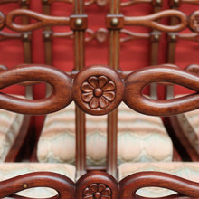 Load image into Gallery viewer, x SOLD Set of 6 Dining Chairs, Kitchen Chairs with Brass Inlay and Carved Back Rails. B9793