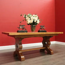 Load image into Gallery viewer, x SOLD Antique French Oak Refectory Table Dining Table Church Gothic Quatrefoil Shape to Pedestal B10317