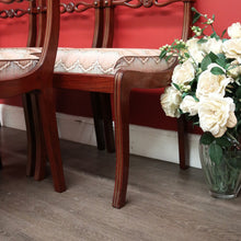 Load image into Gallery viewer, x SOLD Set of 6 Dining Chairs, Kitchen Chairs with Brass Inlay and Carved Back Rails. B9793