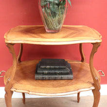 Load image into Gallery viewer, x SOLD Antique French Walnut Two-Tier Serving Table with Brass Handle, Lamp Side Table B11242