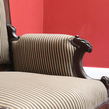 Load image into Gallery viewer, x SOLD Antique English Grandfather Chair, Walnut and Fabric Grandfather Armchair Seat B10989