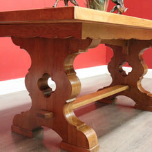 Load image into Gallery viewer, x SOLD Antique French Oak Refectory Table Dining Table Church Gothic Quatrefoil Shape to Pedestal B10317