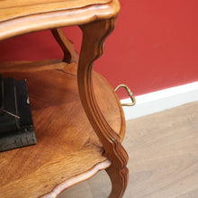 Load image into Gallery viewer, x SOLD Antique French Walnut Two-Tier Serving Table with Brass Handle, Lamp Side Table B11242