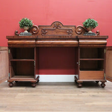 Load image into Gallery viewer, x SOLD Antique English Mahogany Sideboard Antique Inverted Twin Pedestal Sideboard B10984