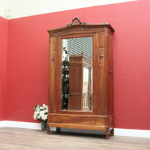 Load image into Gallery viewer, x SOLD Antique French Armoire, French Walnut Linen Press, Hall Cabinet Bevelled Mirror B10830
