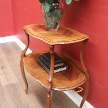 Load image into Gallery viewer, x SOLD Antique French Walnut Two-Tier Serving Table with Brass Handle, Lamp Side Table B11242