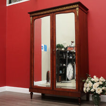 Load image into Gallery viewer, x SOLD Antique French Walnut 2 Door Armoire Wardrobe, 2 Door Bevelled Mirror Wardrobe. B10419
