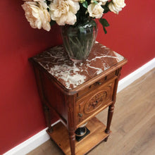 Load image into Gallery viewer, x SOLD Antique Bedside Cabinet, French Walnut and Marble Top Bedside, Lamp Hall Table B10831