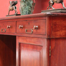Load image into Gallery viewer, x SOLD Antique Australian Twin Pedestal Hall Table, Desk, Sofa Table with Leather Top B11154