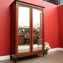 Load image into Gallery viewer, x SOLD Antique French Walnut 2 Door Armoire Wardrobe, 2 Door Bevelled Mirror Wardrobe. B10419