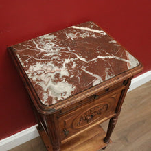 Load image into Gallery viewer, x SOLD Antique Bedside Cabinet, French Walnut and Marble Top Bedside, Lamp Hall Table B10831