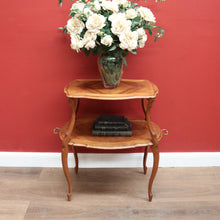 Load image into Gallery viewer, x SOLD Antique French Walnut Two-Tier Serving Table with Brass Handle, Lamp Side Table B11242